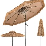 Relax4life parasol de plage hawa� tropicale led ?308, parasol de jardin ext�rieur en paille avec 8 baleines, ...