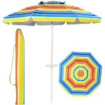 Parasol de plage inclinable avec mt dmontable et pieds  vrille, parapluie de soleil  8 baleines rsistant ...
