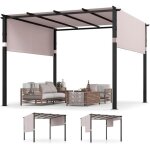 Relax4life - pergola jardin ext�rieur 3x3 m, pergola avec auvent r�glable et r�tractable, tonnelle de ...