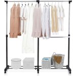 Relax4life portant  vtements tlescopique  6 roulettes et rglable en hauteur(93 - 168cm) et longueur(91 ...