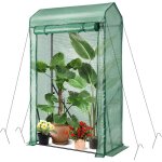 Serre de jardin avec couverture pe cadre en acier film plastique r�sistant avec porte enroulable zipp�e, ...