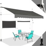 Relax4life - store banne manuel rtractable avec hauteur rglable 2m - 3m, montage sans perage, manivelle ...