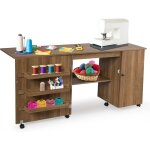 Relax4life table de machine à coudre pliable avec 4 etagères et armoire latérale, armoire à machine à ... Relax4life table de machine à coudre pliable avec 4 etagères et armoire latérale, armoire à machine à ...