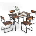 Relax4life - table a manger avec 4 chaises industrielles, table chaise encastrable avec �tag�re en filet, ...
