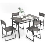 Relax4life - table a manger avec 4 chaises industrielles, table chaise encastrable avec �tag�re en filet, ...