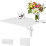 Relax4life - table murale rabattable 80x60cm avec support triangulaire double pliage, table cuisine murale ...