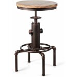 Tabouret de bar pivotant � 360�, tabouret haut cuisine hauteur r�glable 59, 5 - 75cm, chaise de bar industriel ...