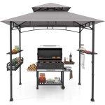 Relax4life - tonnelle barbecue exterieur, abri barbecue avec toit � 2 niveaux, 2 tablettes de service, ...