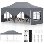 Tonnelle pliante 3x6 impermable avec 6 parois amovibles & fentres, barnum pliant, hauteur rglable, ...