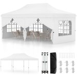 Tonnelle pliante 3x6 impermable avec 6 parois amovibles & fentres, barnum pliant, hauteur rglable, ...