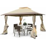 Relax4life - tonnelle pliante de jardin 3, 6 x 3, 6 m avec 4 parois, barnum pliant  double toit en tissu ...