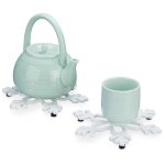 Relaxdays lot de 2 dessous - de - plat flocon de neige, hxlxp : 1, 5x18x18 cm, support pour thire & ...
