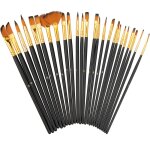 Relaxdays lot de 25 pinceaux, pour peinture acrylique,  l?huile et  l?eau, loisirs, cole, poils en ...