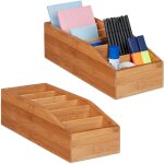 2x boîtes de rangement bambou, 6 compartiments, organiseur bureau, salle de bain, caisse, cuisine, 10x14x35 ... 2x boîtes de rangement bambou, 6 compartiments, organiseur bureau, salle de bain, caisse, cuisine, 10x14x35 ...