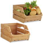 2x caisses en bambou, cagette effet bois bote de rangement empilable universelle hxlxp: 20, 5 x 27 x ...