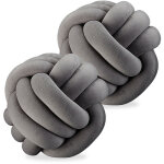 Relaxdays - 2x coussins nous, canap, dcoratif, scandinave, oreiller d'ornement n?ud,  25 cm, gris ...