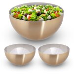 3 x saladiers de service, design lgant, inox, pour snacks et salades,  25 cm, saladier cuisine, or ...