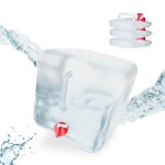 Lot de 4 bidons pliants, robinet, bouchon  vis, poigne, eau, camping, 20 litres, transparent / rouge ...