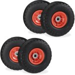 Relaxdays lot de 4 roues de chariot, caoutchouc, 4. 10 / 3. 50 - 4 , jantes plastique, jusqu? 150 kg, ...
