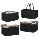 4x paniers  bches, feutre, 2 poignes, pliable, porte - revues, hxlxp : 25 x 25 x 50 cm, cabas bois ...