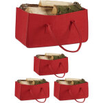 4x paniers  bches, feutre, 2 poignes, pliable, porte - revues, hxlxp : 25 x 25 x 50 cm, cabas bois ...