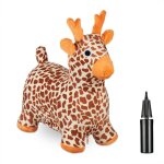 Relaxdays - animal sauteur en forme de girafe, pompe  air et housse, charge max. 50 kg, sans bpa, 3 ...