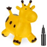 Animal sauteur, jouet en forme de girafe, pour les enfants ds 3 ans, avec pompe, sans bpa, jaune et ...