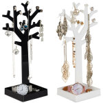 Arbre  bijoux, lot de 2, avec rangement, pour colliers, bagues, bracelets, hlp 28, 5x14, 5x9, 5 cm, ...