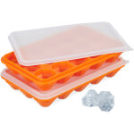 Relaxdays bac � gla�ons, avec couvercle, lot pratique de 2, 15 compartiments, en silicone, orange et ...