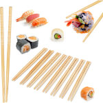 Baguettes asia deluxe, lot de 10 paires, rutilisables, asiatiques, sushis, riz, 24 cm de long, bambou, ...