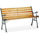 Relaxdays - banc de jardin, 2 places, lattes en bois, fonte de fer, balcon et terrasse, hlp 73, 5 x 126 ...