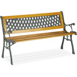 Relaxdays - banc de jardin, 2 si�ges, bois, fonte, balcon et terrasse, rustique, hxlxp 73 x 125 x 52 ...