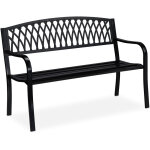 Relaxdays - banc de jardin, 2 si�ges, solide, design rustique, confortable, m�tal, h x l x p : 87 x 127 ...