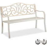Relaxdays ? banc de jardin antique pour 2 personnes ? m�tal acier et fonte ? dimensions 90 x 127, 5 x ...