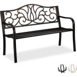 Relaxdays banc jardin antique, 2 personnes, balcon, terrasse, mtal, hlp : 90 x 127, 5 x 63cm, acier, ...