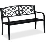 Relaxdays - banc de jardin, motifs fleur de lis, 2 si�ges, confortable, balcon et terrasse, acier hlp ...