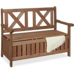 Relaxdays banc de jardin avec rangement, deux places, hlp 85 x 115 x 60 cm, banquette, sige avec dossier, ...
