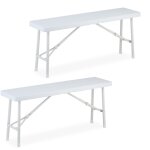 Relaxdays - banc pliable, lot de 2, acier et plastique, pour jardin, terrasse, camping, hlp : 42x100x25 ...