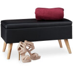 Relaxdays - banc de rangement banquette similicuir coffre 40 litres 4 pieds pouf tabouret hxlxp: 40 x ...