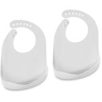Bavoir pour bb, lot de 2, avec poche, silicone, sans bpa, facile  nettoyer, bavette, blanc - relaxdays ...