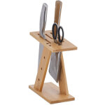 Relaxdays bloc � couteaux non garni, bambou, hxlxp: 22 x 9, 5 x 19, 5 cm, rangement couverts lames larges, ...