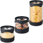 Relaxdays - bocaux en verre avec couvercle, lot de 3, anneau d'tanchit, 450 et 1000 ml, pots  ptes, ...