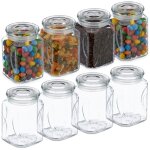 Relaxdays - bocal en verre avec couvercle, lot pratique de 8, 750 ml, rectangulaire, hermétique, transparent ... Relaxdays - bocal en verre avec couvercle, lot pratique de 8, 750 ml, rectangulaire, hermétique, transparent ...
