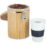Bote  caf bambou, coffret th, caf, fermeture hermtique, couvercle, hxlxp: 20 x 13, 5 x 13, 5 cm, ...