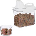 Relaxdays bote de rangement nourriture, verre doseur, couvercle hermtique, 1, 1 l, croquettes, crales, ...