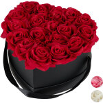 Relaxdays - bote  roses, 18 roses, bac  roses noir, forme en c?ur, conservable 10 ans, rouge