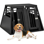 Relaxdays bo�te transport chiens, pour voiture, oblique, cage en aluminium canid�s, hxlxp : 64x90x82 ...