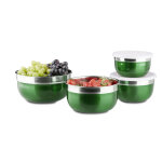 Bol mlangeur avec couvercle lot de 4 saladiers en inox plusieurs tailles hxlxp: 9 x 18, 4 x 18, 4 cm, ...