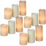 Relaxdays - bougie led, lot de 12, cire vritable, sans flamme, bougie de nol,  piles, hxlxp: 13 x ...
