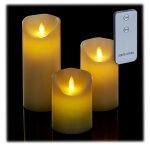 Relaxdays bougies led, lot de 3, bougies électriques, minuterie et télécommande, flamme vacillante, déco ...